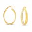 Italian Oval Glitter Hoop Earrings 14K Yellow Gold