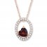 Lab-Created Garnet 1/10 ct tw Diamonds 10K Rose Gold Necklace