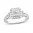Multi-Diamond Engagement Ring 3/4 ct tw Princess/Round-Cut 14K White Gold