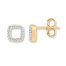 Diamond Square Earrings 1/10 ct tw Round-cut 10K Yellow Gold