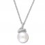 Cultured Pearl Necklace 1/10 ct tw Diamonds 10K White Gold