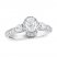 Three Stone Diamond Engagement Ring 1 ct tw Oval/Pear/Round 14K White Gold