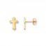 Young Teen Cross Earrings 14K Yellow Gold