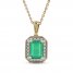 Emerald & Diamond Necklace 1/6 ct tw 10K Yellow Gold 18"