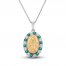 Lab-Created Emerald & White Lab-Created Sapphire Mary Necklace Sterling Silver/10K Yellow Gold 18"
