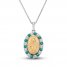 Lab-Created Emerald & White Lab-Created Sapphire Mary Necklace Sterling Silver/10K Yellow Gold 18"