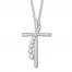 Diamond Cross Necklace 1/3 ct tw Round-cut 10K White Gold