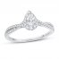 Diamond Engagement Ring 1/2 ct tw Pear/Round 14K White Gold