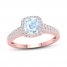 Aquamarine & Diamond Engagement Ring 1/3 ct tw 10K Rose Gold