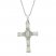 Lab-Created Opal & White Lab-Created Sapphire Cross Necklace Sterling Silver 18"