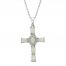 Lab-Created Opal & White Lab-Created Sapphire Cross Necklace Sterling Silver 18"