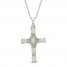 Lab-Created Opal & White Lab-Created Sapphire Cross Necklace Sterling Silver 18"