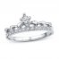 Crown Ring 1/10 ct tw Diamonds 10K White Gold