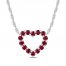 Lab-Created Ruby Heart Necklace Sterling Silver 18"