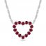 Lab-Created Ruby Heart Necklace Sterling Silver 18"