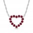 Lab-Created Ruby Heart Necklace Sterling Silver 18"