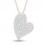 Diamond Heart Necklace 1/3 ct tw Round-cut 10K Rose Gold 18"