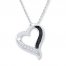 Black/White Diamond Heart Necklace 1/10 ct tw 10K White Gold