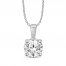 Diamond Solitaire Necklace 1/10 ct tw Round-cut 14K White Gold 18"