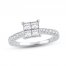 Multi-Diamond Engagement Ring 1-1/4 ct tw Princess/Round 14K White Gold