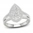 Multi-Diamond Engagement Ring 1-1/5 ct tw Pear/Round-Cut 14K White Gold