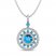 Blue Topaz & White Lab-Created Sapphire Medallion Necklace Sterling Silver 18"
