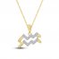 Diamond Aquarius Necklace 1/10 ct tw Round-cut 10K Yellow Gold 18"