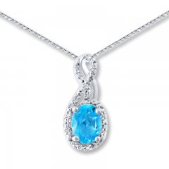 Blue Topaz Necklace Diamond Accents Sterling Silver