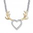 Heart/Antlers Necklace 1/15 ct tw Diamonds St. Silver/10K Gold