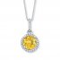 Citrine Necklace Lab-Created Sapphire Sterling Silver