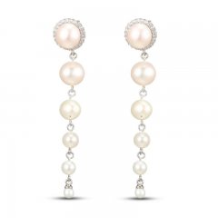 Cultured Pearl Drop Earrings Sterling Silver
