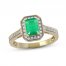 Emerald & Diamond Ring 1/5 ct tw 10K Yellow Gold