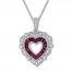 Heart Necklace Lab-Created Rubies Sterling Silver