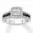 Black/White Diamond Engagement Ring 3/4 ct tw 14K Gold
