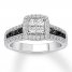 Black/White Diamond Engagement Ring 3/4 ct tw 14K Gold