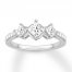 Three-Stone Diamond Engagement Ring 7/8 ct tw 14K White Gold
