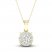 Diamond Halo Necklace 1/2 ct tw Round-Cut 10K Yellow Gold 18"