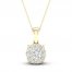 Diamond Halo Necklace 1/2 ct tw Round-Cut 10K Yellow Gold 18"