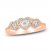 Diamond Three Heart Ring 1/6 ct tw Round-cut 10K Rose Gold