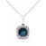 Blue Sapphire & Diamond Necklace 1/8 ct tw Cushion/Round-Cut 10K White Gold 18"