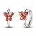 Garnet Butterfly Hoop Earrings Sterling Silver