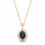 Blue Sapphire & Diamond Flower Necklace 1/20 ct tw Round-cut 10K Yellow Gold 18"