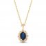 Blue Sapphire & Diamond Flower Necklace 1/20 ct tw Round-cut 10K Yellow Gold 18"