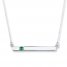 Bar Necklace Lab-Created Emerald Sterling Silver