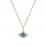 Blue Topaz & Diamond Evil Eye Necklace 1/15 ct tw Round-Cut 10K Yellow Gold 18"