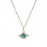 Blue Topaz & Diamond Evil Eye Necklace 1/15 ct tw Round-Cut 10K Yellow Gold 18"