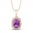 Amethyst Necklace 1/10 ct tw Diamonds 10k Rose Gold 18"