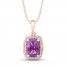 Amethyst Necklace 1/10 ct tw Diamonds 10k Rose Gold 18"