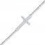 Diamond Cross Anklet 1/20 ct tw Round-cut Sterling Silver