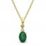 Emerald & Diamond Necklace 10K Yellow Gold 18"